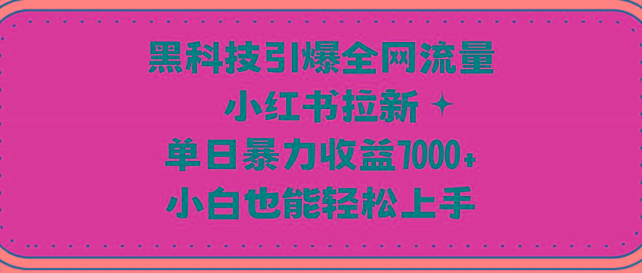 (9679期)黑科技引爆全网流量小红书拉新，单日暴力收益7000+，小白也能轻松上手-瀚洪创业网