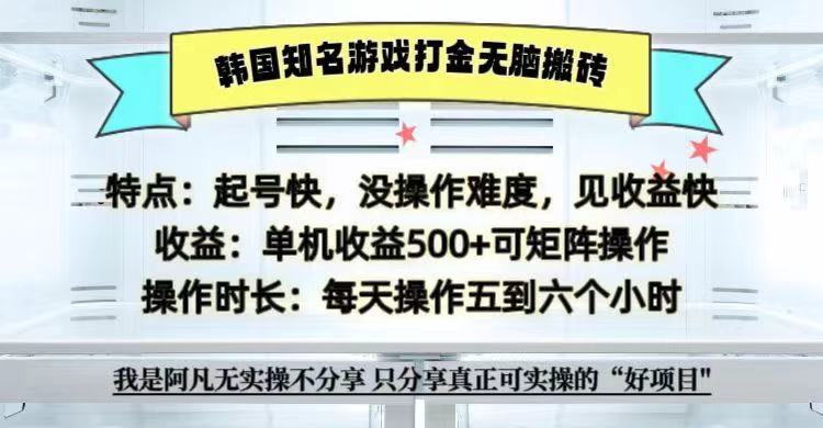 全网首发海外知名游戏打金无脑搬砖单机收益500+ 即做！即赚！当天见收益！-瀚洪创业网
