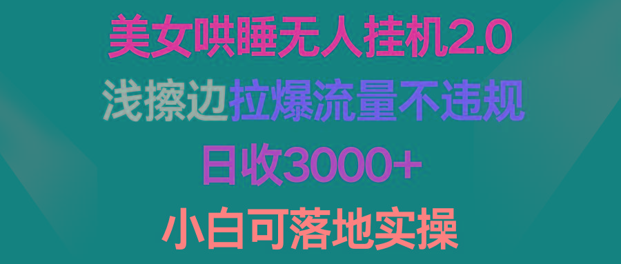 (9905期)美女哄睡无人挂机2.0，浅擦边拉爆流量不违规，日收3000+，小白可落地实操-瀚洪创业网