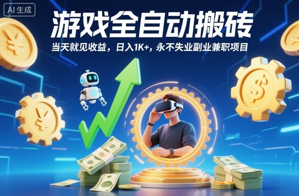 游戏全自动搬砖，当天就见收益，日入1K+，永不失业副业兼职项目【揭秘】-瀚洪创业网