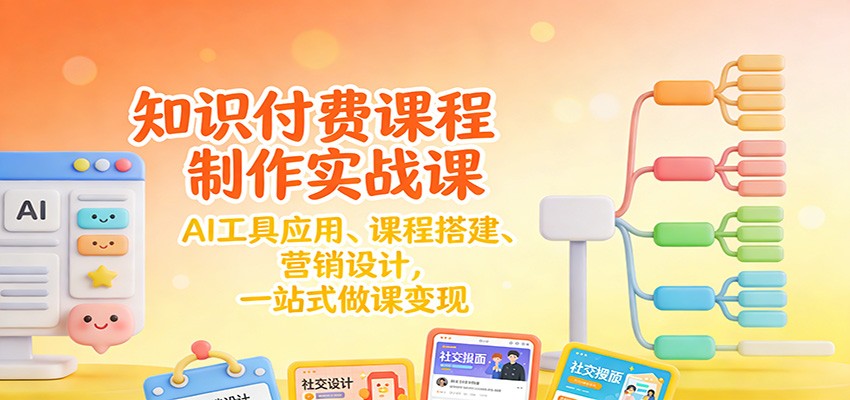 知识付费课程制作实战课：AI工具应用 、课程搭建、营销设计，一站式做课变现-瀚洪创业网