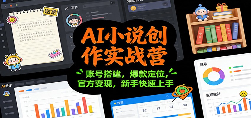 AI小说创作实战营：账号搭建，爆款定位，官方变现，新手快速上手-瀚洪创业网