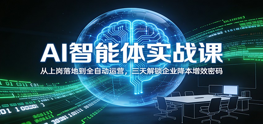 AI智能体实战课：从上岗落地到全自动运营，三天解锁企业降本增效密码-瀚洪创业网