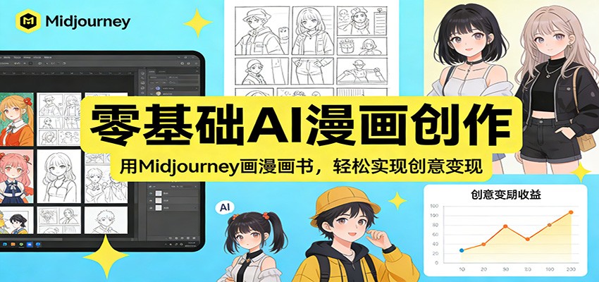 零基础AI漫画创作：用Midjourney画漫画书，轻松实现创意变现-瀚洪创业网
