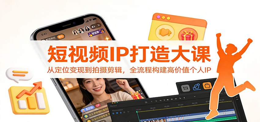 短视频IP打造大课：从定位变现到拍摄剪辑，全流程构建高价值个人IP-瀚洪创业网