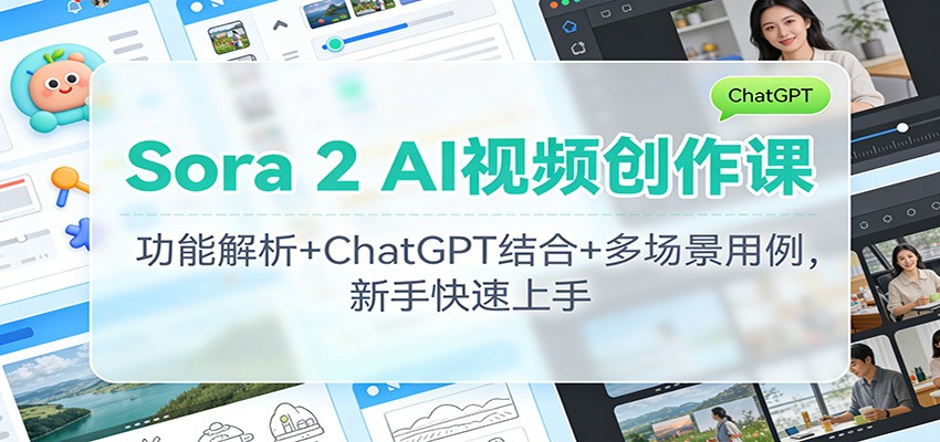 Sora 2 AI视频创作课：功能解析+ChatGPT结合+多场景用例，新手快速上手-瀚洪创业网