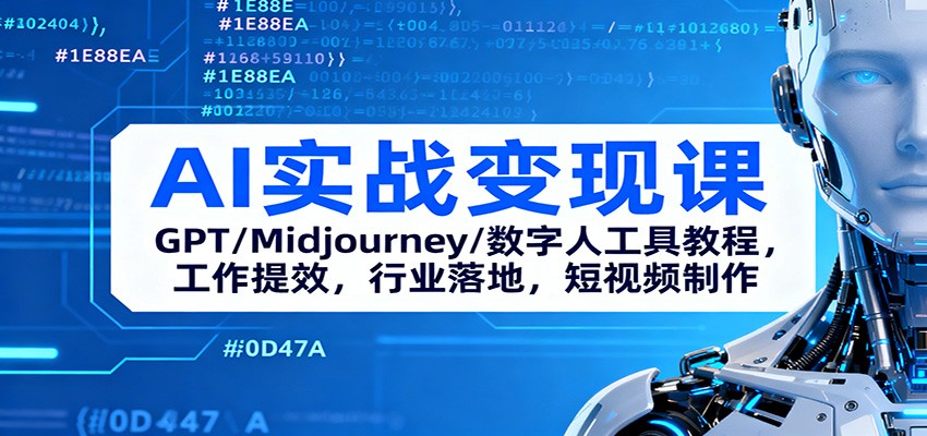 AI实战变现课：GPT/Midjourney/数字人工具教程，工作提效，行业落地，短视频制作-瀚洪创业网