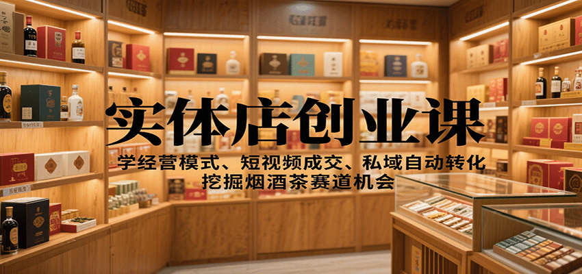 实体店创业课：学经营模式、短视频成交、私域自动转化，挖掘烟酒茶赛道机会-瀚洪创业网