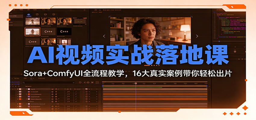 AI视频实战落地课：Sora+ComfyUI全流程教学，16大真实案例带你轻松出片-瀚洪创业网