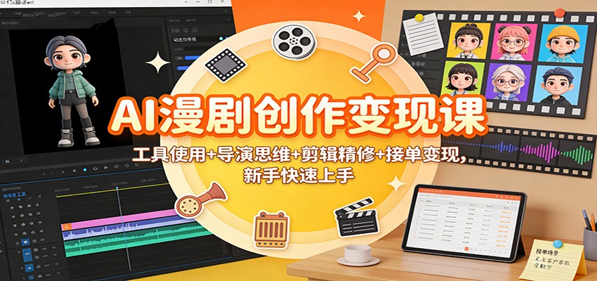 AI漫剧创作变现课：工具使用+导演思维+剪辑精修+接单变现，新手快速上手-瀚洪创业网