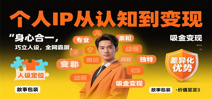 个人IP从认知到变现，身心合一，巧立人设，全网霸屏，吸金变现-瀚洪创业网