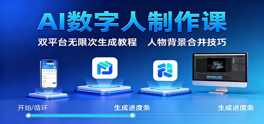 AI数字人制作课：双平台无限次生成教程，人物背景合并技巧-瀚洪创业网