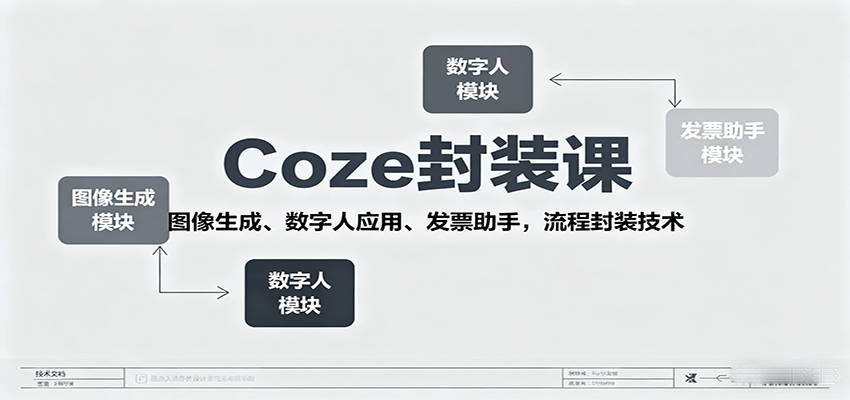 Coze封装课，图像生成、数字人应用、发票助手，流程封装技术-瀚洪创业网