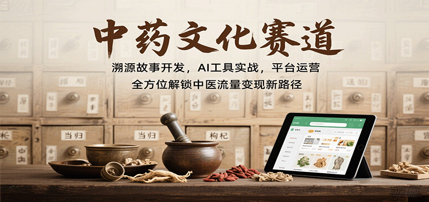 中药文化赛道：溯源故事开发，AI工具实战，平台运营，全方位解锁中医流量变现新路径-瀚洪创业网