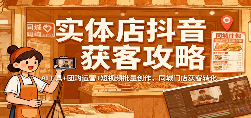 实体店抖音获客攻略：AI工具+团购运营+短视频批量创作，同城门店获客转化-瀚洪创业网