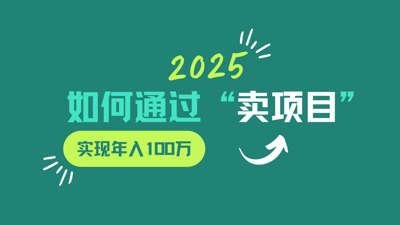 2025年如何通过“卖项目”实现年入100w-瀚洪创业网