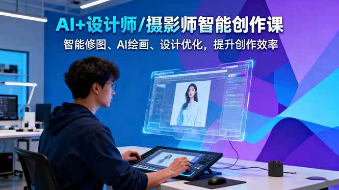AI+设计师/摄影师智能创作课：智能修图、AI绘画、设计优化，提升创作效率-瀚洪创业网