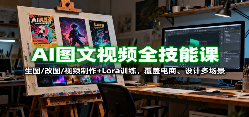 AI图文视频全技能课：生图/改图/视频制作+Lora训练，覆盖电商 、设计多场景-瀚洪创业网