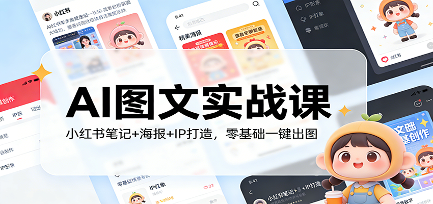 AI图文实战课：小红书笔记+海报+IP打造，零基础一键出图-瀚洪创业网