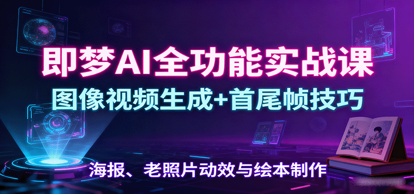 即梦AI全功能实战课：图像视频生成+首尾帧技巧，海报、老照片动效与绘本制作-瀚洪创业网