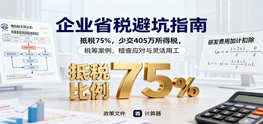 企业省税避坑指南：抵税75%，少交405万所得税，税筹案例，稽查应对与灵活用工-瀚洪创业网