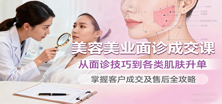 美容美业面诊成交课，从面诊技巧到各类肌肤升单，掌握客户成交及售后全攻略-瀚洪创业网