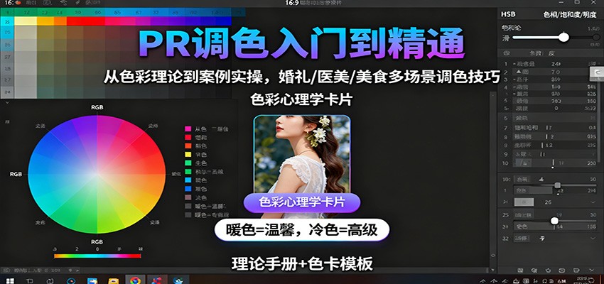 PR调色入门到精通：从色彩理论到案例实操，婚礼/医美/美食多场景调色技巧-瀚洪创业网