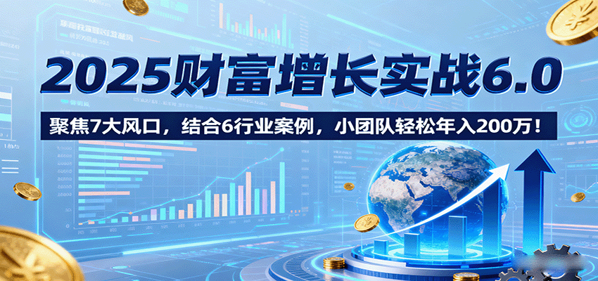 2025财富增长实战6.0，聚焦7大风口，结合6行业案例，小团队轻松年入200万！-瀚洪创业网