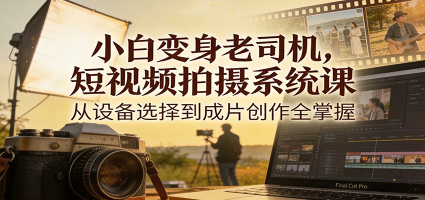 小白变身老司机，短视频拍摄系统课，从设备选择到成片创作全掌握-瀚洪创业网