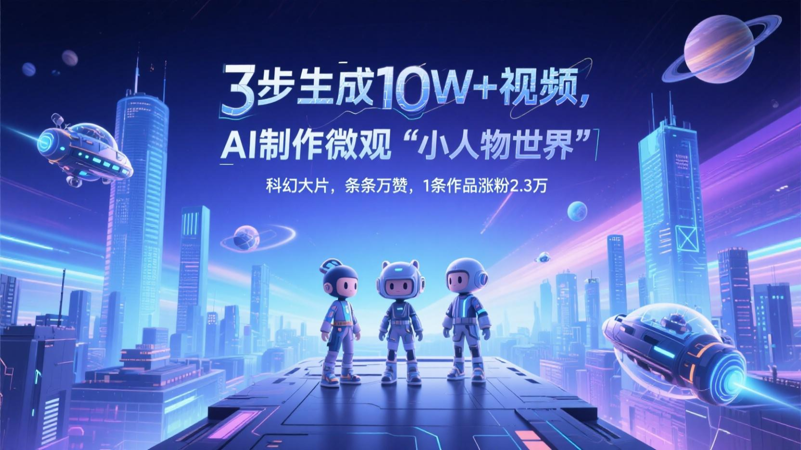 三步生成10W+视频，AI制作微观“小人物世界”科幻大片，条条万赞，1条作品涨粉2.3万-瀚洪创业网