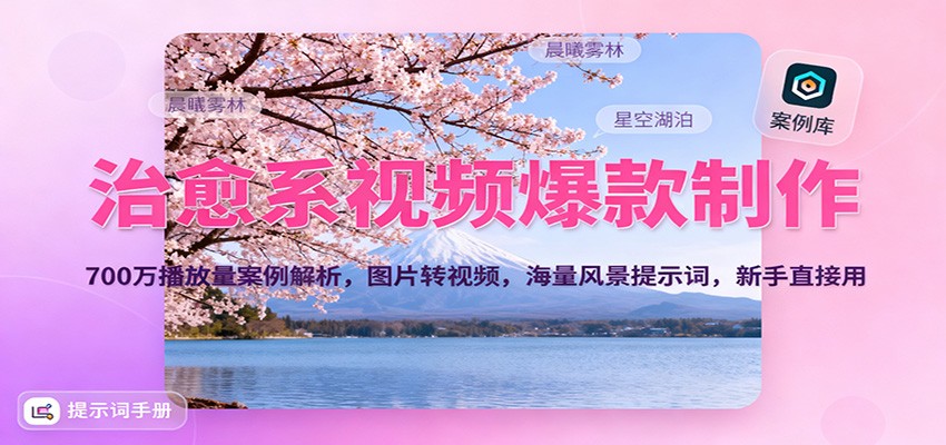 治愈系视频爆款制作，700万播放量案例解析，图片转视频，海量风景提示词，新手直接用-瀚洪创业网