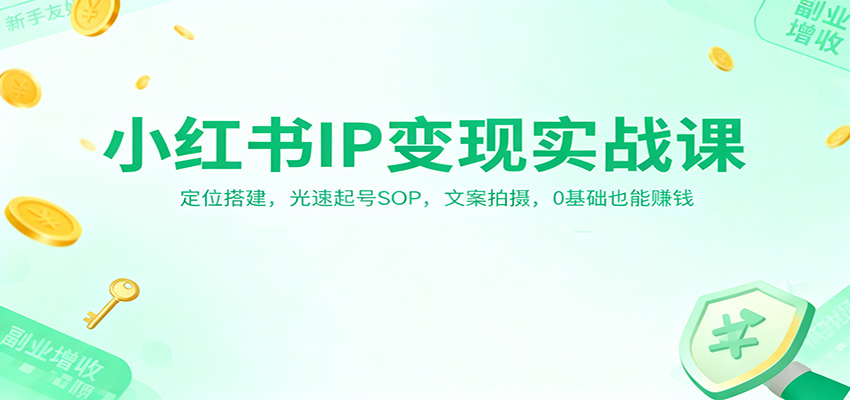 小红书IP变现实战课：定位搭建，光速起号SOP，文案拍摄，0基础也能赚钱-瀚洪创业网
