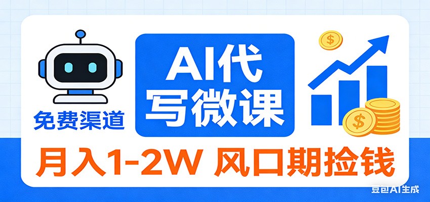 2026告别打工！AI 代写微课，提供免费渠道，月入 1-2W 风口期捡钱-瀚洪创业网
