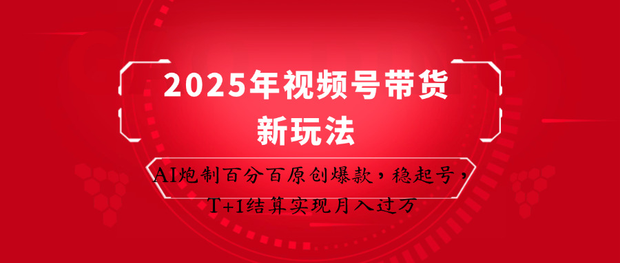 2025年视频号带货新玩法：AI炮制百分百原创爆款，稳起号，T+1结算实现月入过万-瀚洪创业网