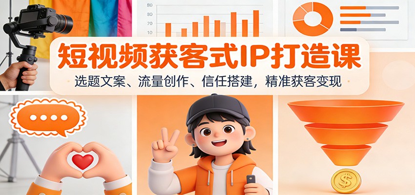 短视频获客式IP打造课：选题文案、流量创作、信任搭建，精准获客变现-瀚洪创业网