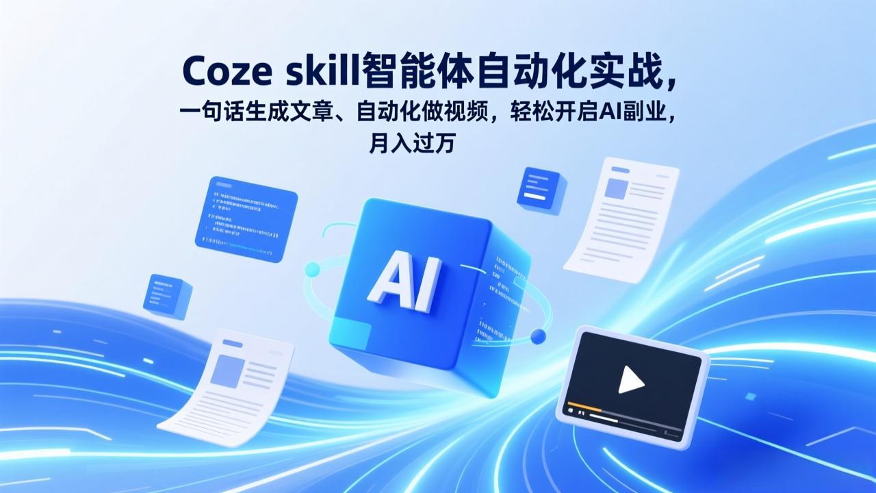 Coze skill智能体自动化实战，一句话生成文章、自动化做视频，轻松开启AI副业，月入过万-瀚洪创业网