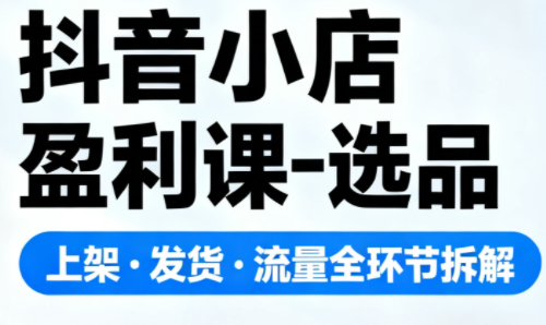 抖音小店盈利课-选品·上架·发货·流量全环节拆解-瀚洪创业网