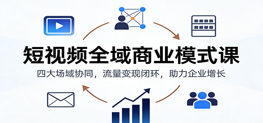 短视频全域商业模式课：四大场域协同，流量变现闭环，助力企业增长-瀚洪创业网