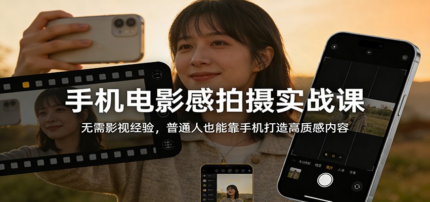 手机电影感拍摄实战课：无需影视经验，普通人也能靠手机打造高质感内容-瀚洪创业网