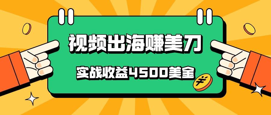 国内爆款视频出海赚美刀，实战收益4500美金，批量无脑搬运，无需经验直接上手-瀚洪创业网