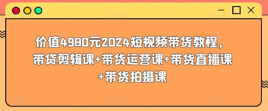 价值4980元2024短视频带货教程，带贷剪辑课+带货运营课+带货直播课+带货拍摄课-瀚洪创业网