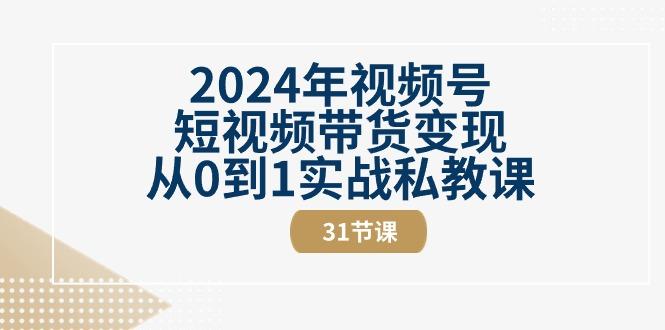 2024年视频号短视频带货变现从0到1实战私教课(30节视频课)-瀚洪创业网
