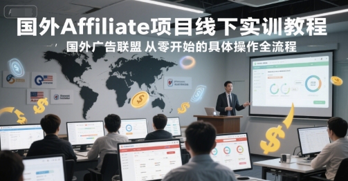 国外Affiliate项目线下实训教程，国外广告联盟从零开始的具体操作全流程-瀚洪创业网