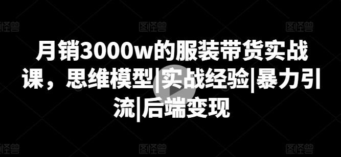月销3000w的服装带货实战课，思维模型|实战经验|暴力引流|后端变现-瀚洪创业网