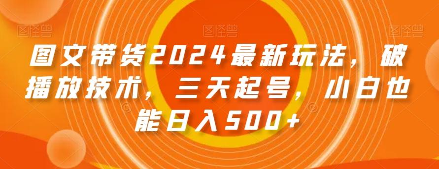图文带货2024最新玩法，破播放技术，三天起号，小白也能日入500+【揭秘】-瀚洪创业网