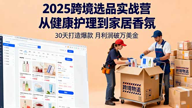 2025跨境选品实战营：从健康护理到家居香氛，30天打造爆款,月利润破万美金-瀚洪创业网