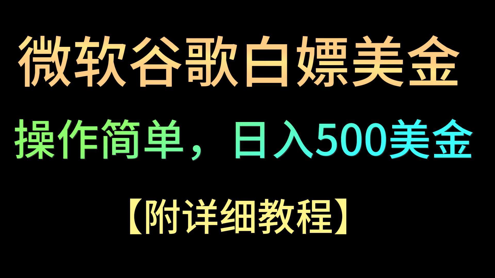 微软谷歌项目3.0，轻松日赚500+美金，操作简单，小白也可轻松入手！-瀚洪创业网