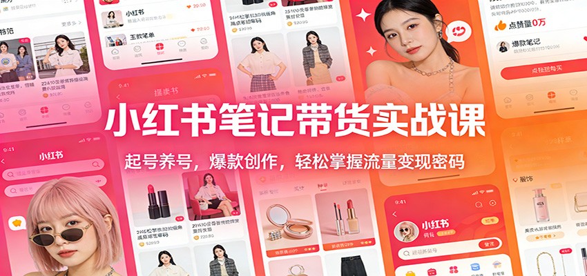 小红书笔记带货实战课：起号养号，爆款创作，轻松掌握流量变现密码-瀚洪创业网