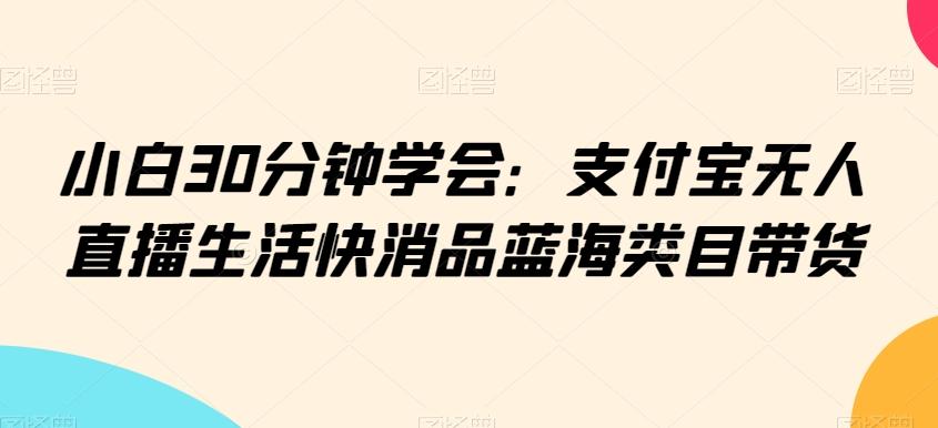 小白30分钟学会：支付宝无人直播生活快消品蓝海类目带货【揭秘】-瀚洪创业网