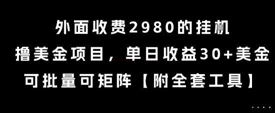 外面收费2980的挂G撸美金项目，单日收益30+美金，可批量可矩阵【揭秘】-瀚洪创业网